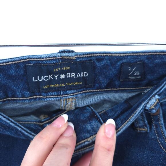 Lucky Brand Mid Rise Lolita Skinny Jeans Dark Wash 5 Pocket Whiskering 26 - Picture 7 of 14